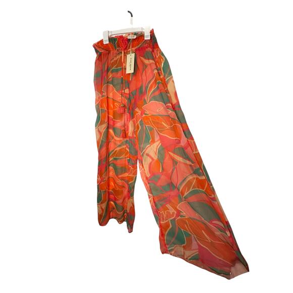 NWT Ramy Brook Haley Tropical Wide Leg Cover Up Pants M Poolside Glam Resortwear - Picture 5 of 13